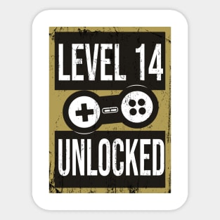 'Level 14 Unlocked' Funny Video Gamer Gift Sticker